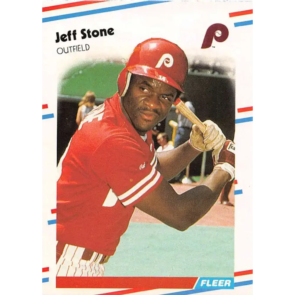 1988 Fleer #317 Jeff Stone EX Excellent Philadelphia Phillies Baseball Card - Baseball Card Single