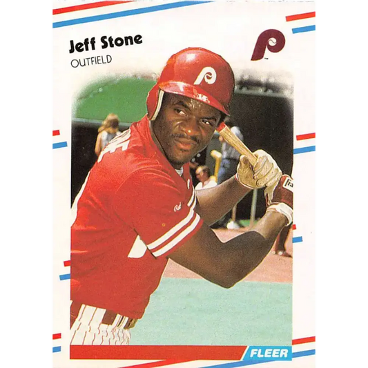 1988 Fleer #317 Jeff Stone EX Excellent Philadelphia Phillies Baseball Card