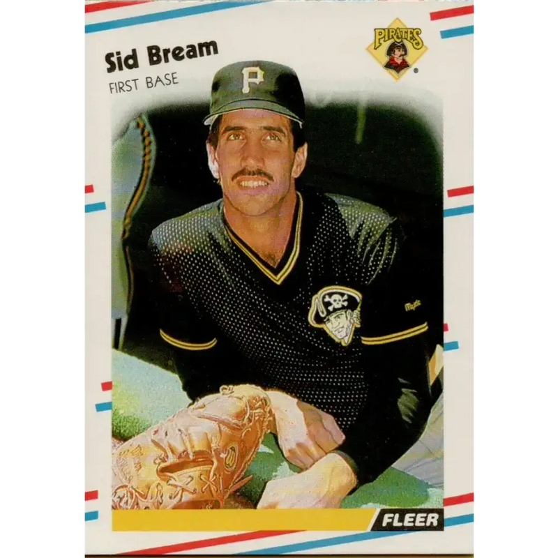 1988 Fleer #324 Sid Bream EX Excellent Pittsburgh Pirates Baseball Card - Baseball Card Single