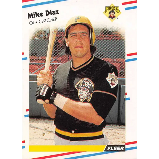 1988 Fleer #326 Mike Diaz EX Excellent Pittsburgh Pirates Baseball Card - Baseball Card Single
