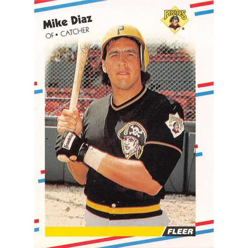 1988 Fleer #326 Mike Diaz EX Excellent Pittsburgh Pirates Baseball Card - Baseball Card Single