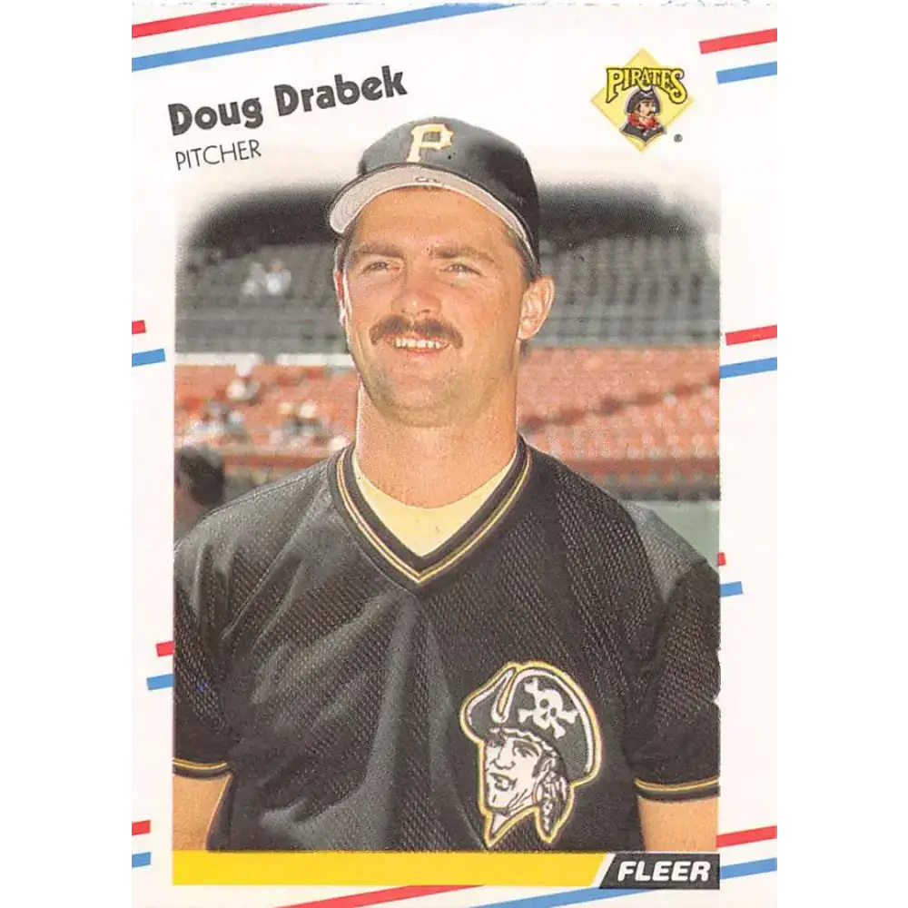 1988 Fleer #327 Doug Drabek EX Excellent Pittsburgh Pirates Baseball Card - Baseball Card Single