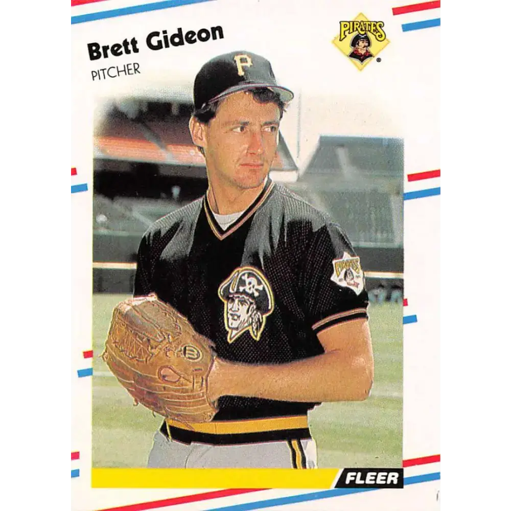 1988 Fleer #330 Brett Gideon EX Excellent RC Rookie Pittsburgh Pirates Baseball Card - Baseball Card Single