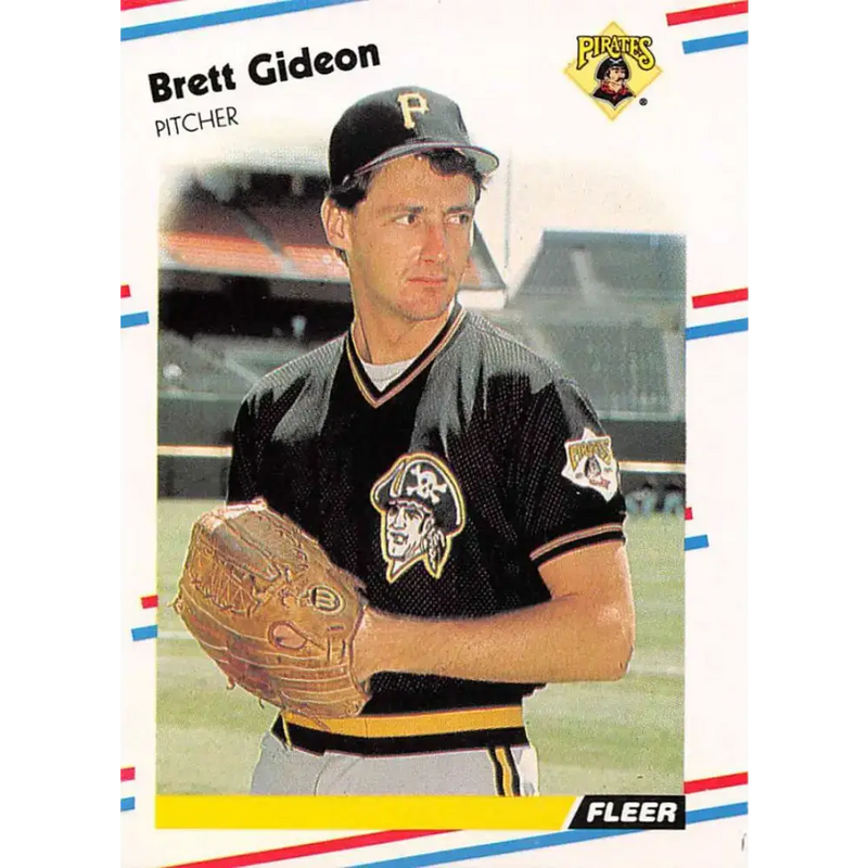 1988 Fleer #330 Brett Gideon EX Excellent RC Rookie Pittsburgh Pirates Baseball Card - Baseball Card Single