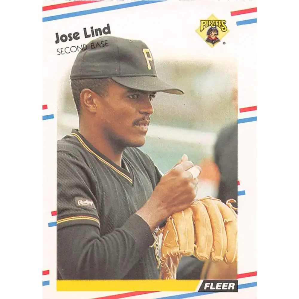 1988 Fleer #334 Jose Lind EX Excellent RC Rookie Pittsburgh Pirates Baseball Card - Baseball Card Single