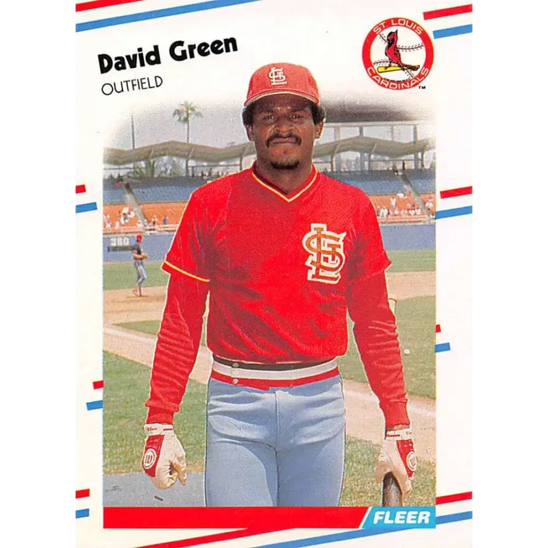 1988 Fleer #34 David Green EX Excellent St. Louis Cardinals Baseball Card - Baseball Card Single