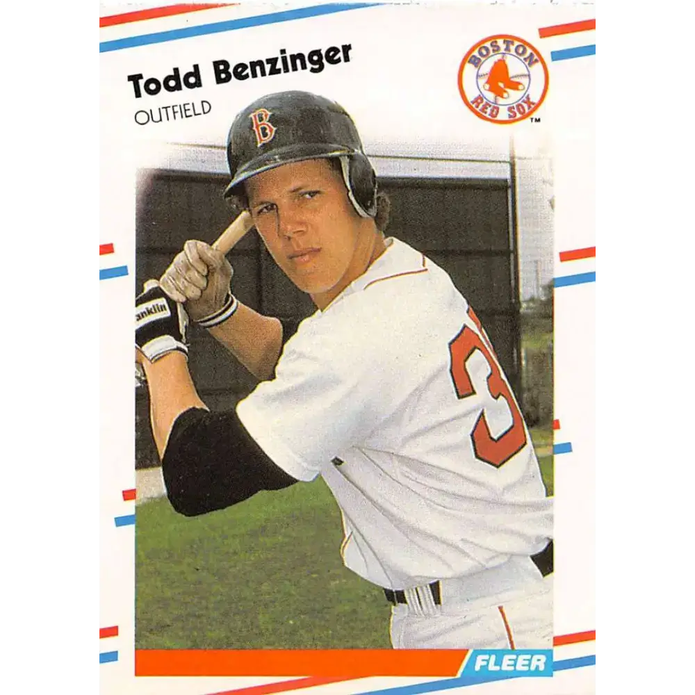1988 Fleer #344 Todd Benzinger EX Excellent RC Rookie Boston Red Sox Baseball Card - Baseball Card Single