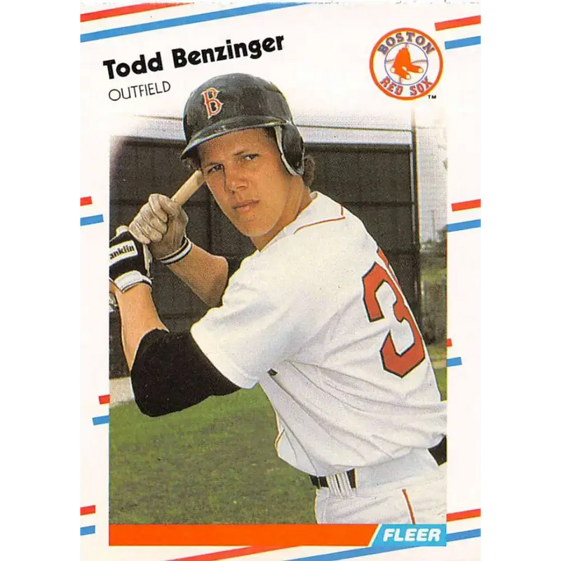 1988 Fleer #344 Todd Benzinger EX Excellent RC Rookie Boston Red Sox Baseball Card - Baseball Card Single