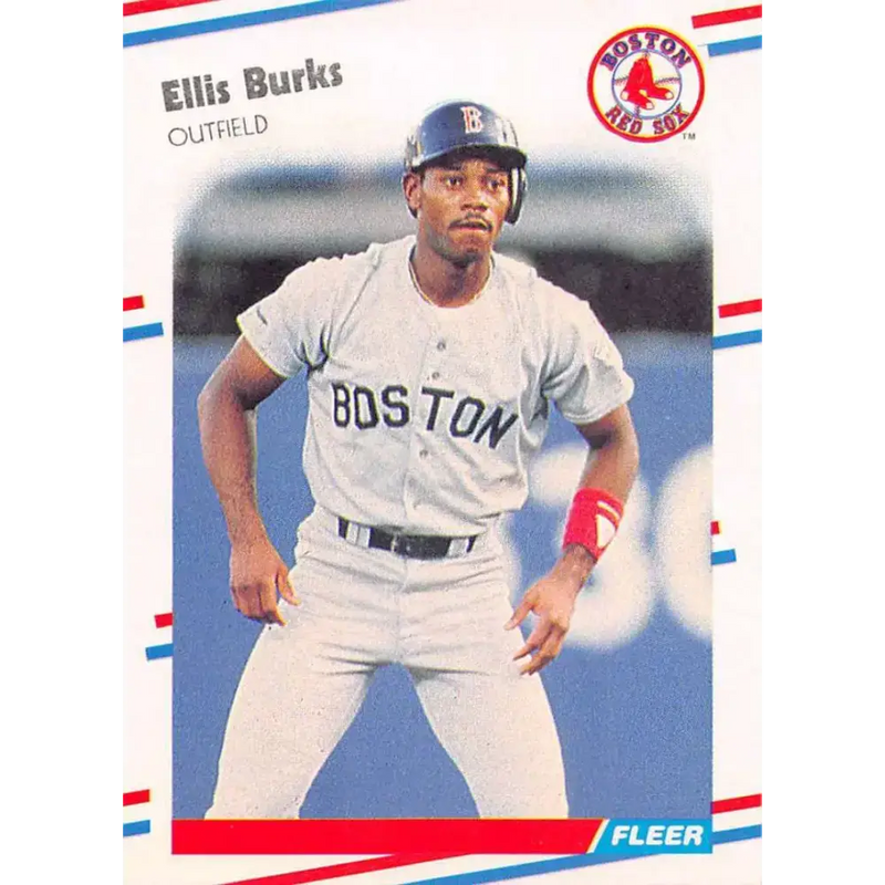 1988 Fleer #348 Ellis Burks EX Excellent RC Rookie Boston Red Sox Baseball Card - Baseball Card Single
