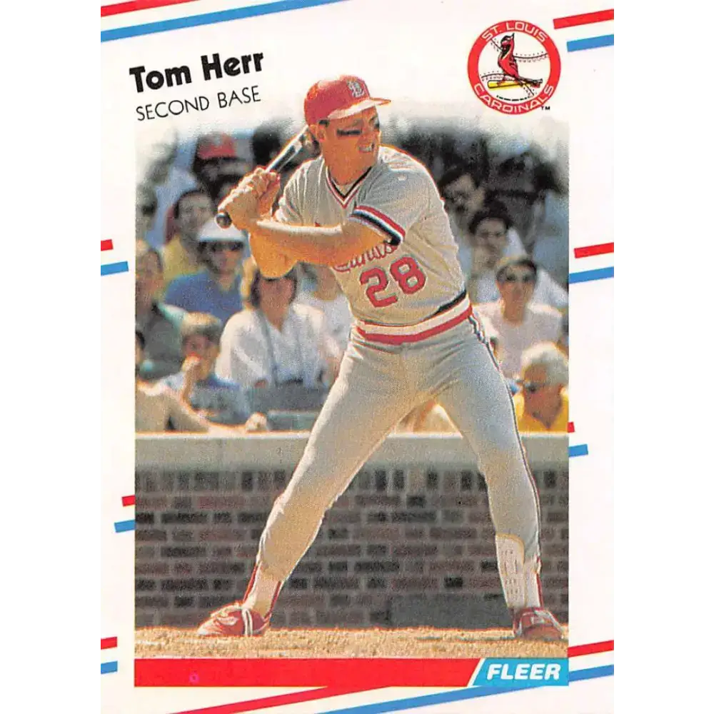 1988 Fleer #35 Tom Herr EX Excellent St. Louis Cardinals Baseball Card - Baseball Card Single