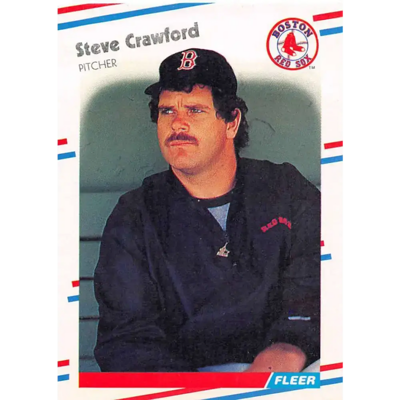 1988 Fleer #350 Steve Crawford EX Excellent Boston Red Sox Baseball Card - Baseball Card Single