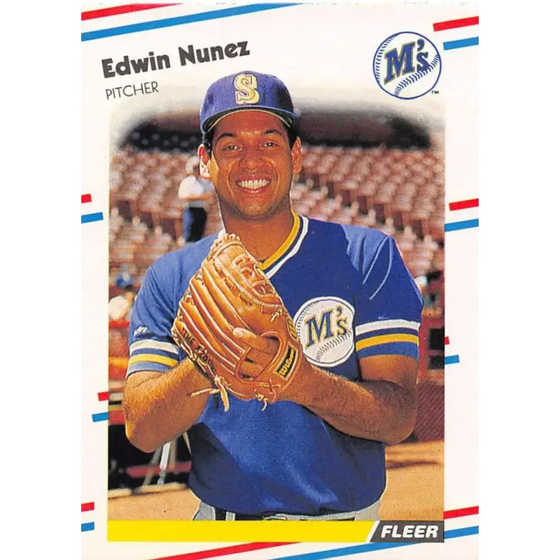 1988 Fleer #383 Edwin Nunez EX Excellent Seattle Mariners Baseball Card - Baseball Card Single