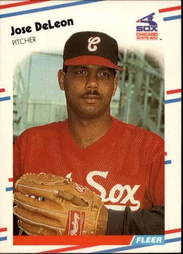 Original gloss Jose DeLeon baseball card 1988 Fleer #395 NM-MT White Sox