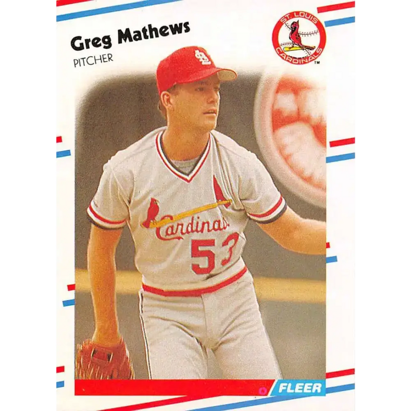1988 Fleer #41 Greg Mathews EX Excellent St. Louis Cardinals Baseball Card - Baseball Card Single