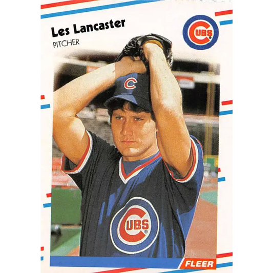 1988 Fleer #421 Les Lancaster EX Excellent RC Rookie Chicago Cubs Baseball Card