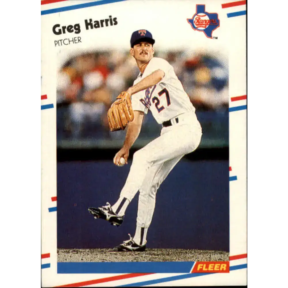 1988 Fleer #468 Greg Harris EX Excellent Texas Rangers Baseball Card - Baseball Card Single