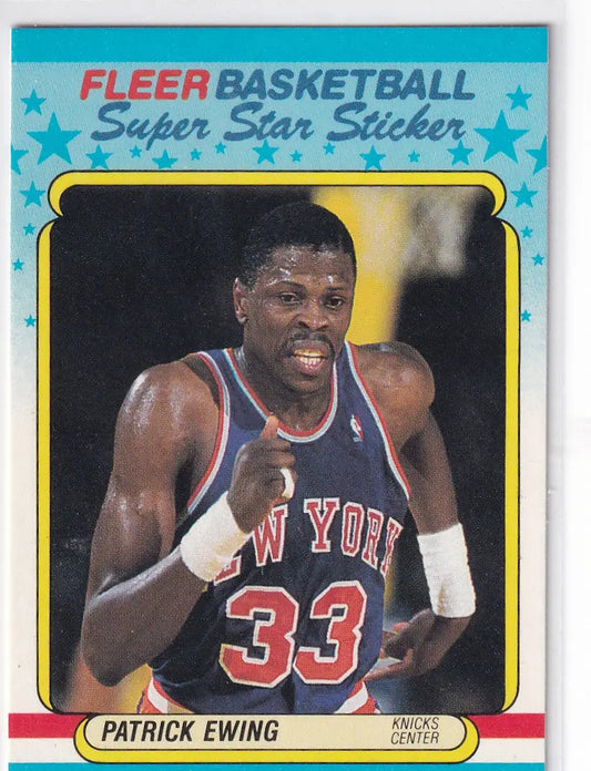 1988 FLEER #5 PATRICK EWING SUPER STAR STICKERS- NEW YORK KNICKS - Basketball Card Single