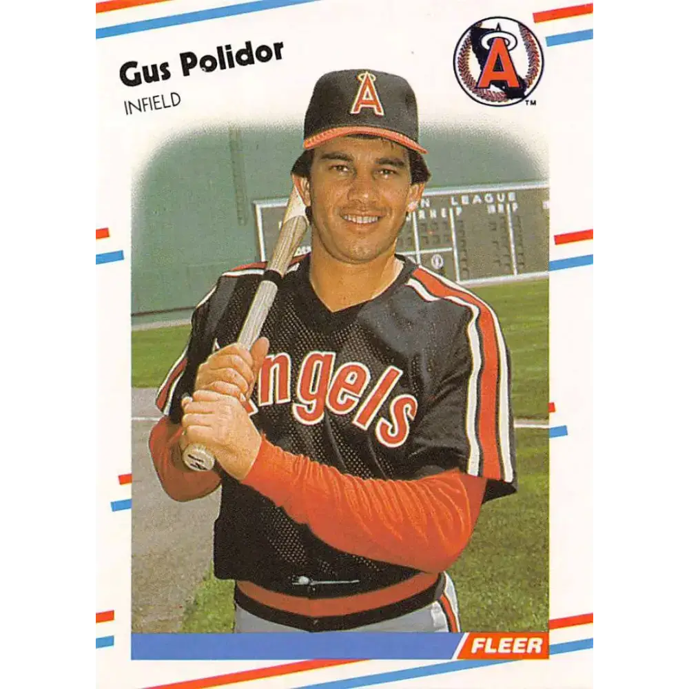 1988 Fleer #501 Gus Polidor EX Excellent California Angels Baseball Card - Baseball Card Single