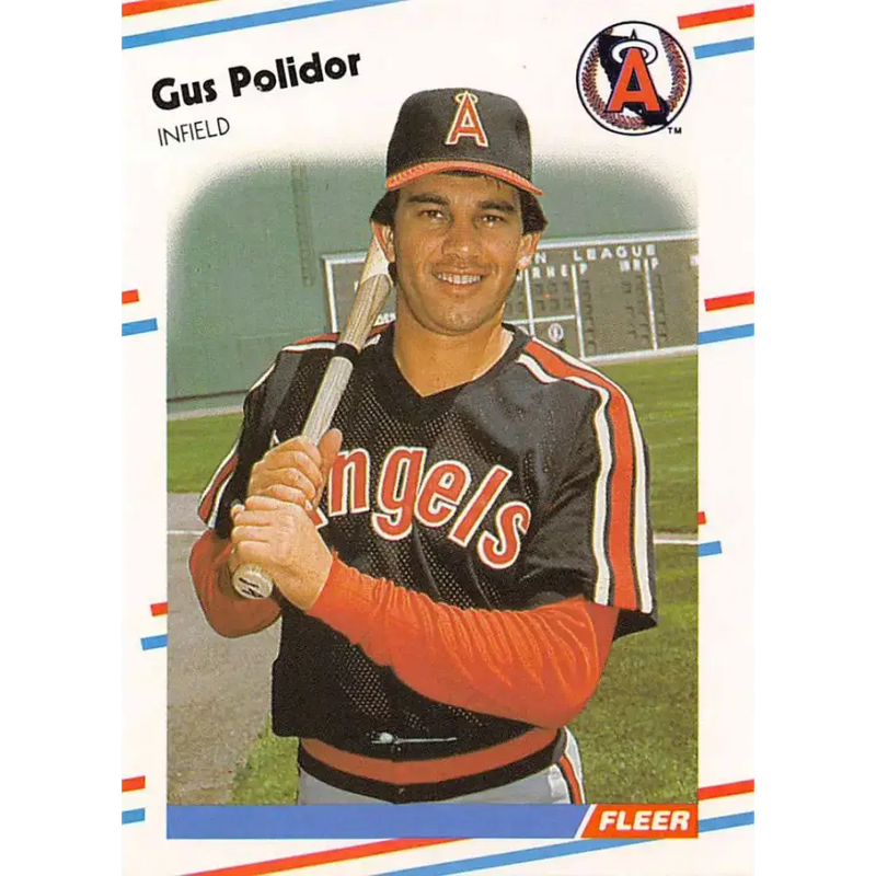 1988 Fleer #501 Gus Polidor EX Excellent California Angels Baseball Card - Baseball Card Single