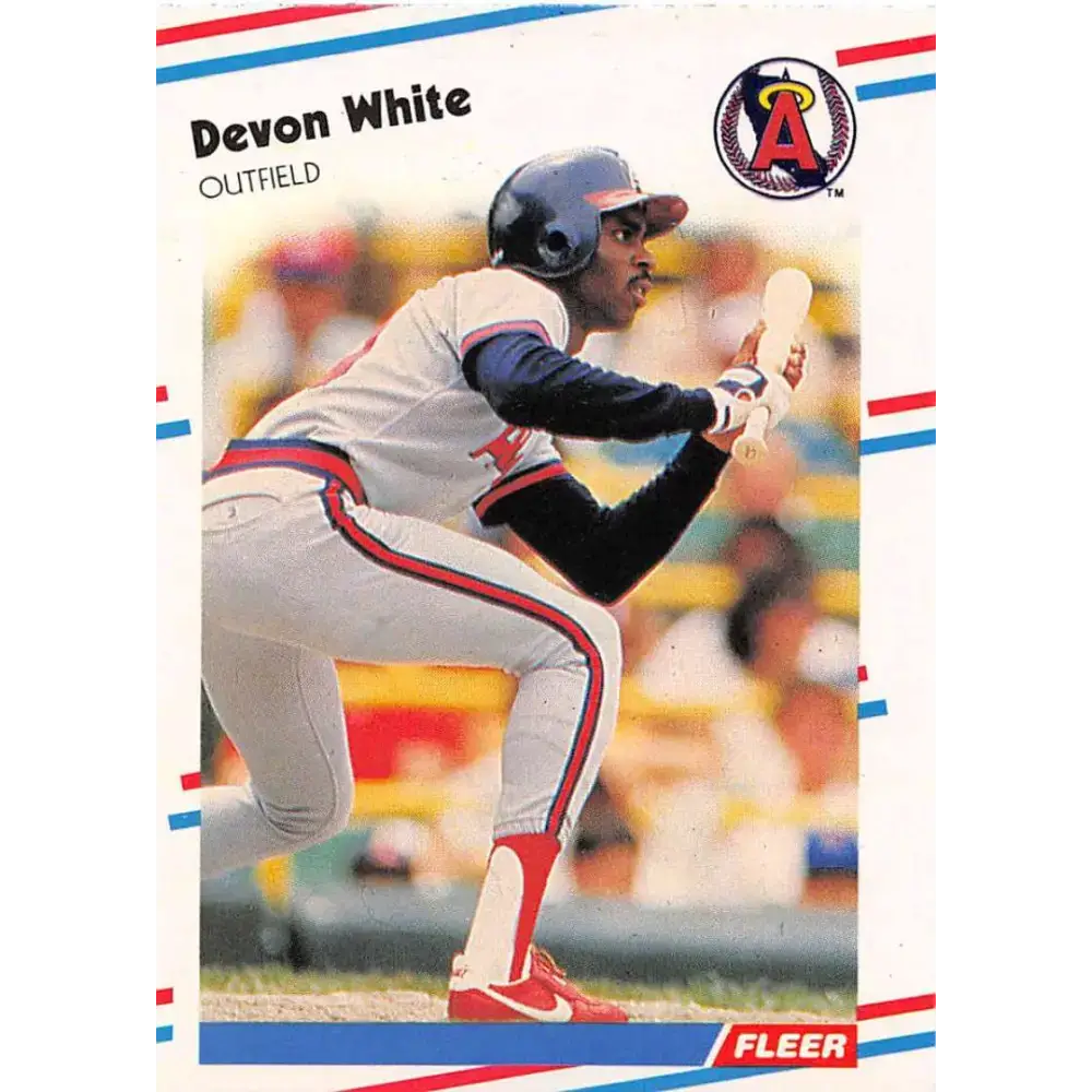 1988 Fleer #506 Devon White EX Excellent California Angels Baseball Card - Baseball Card Single
