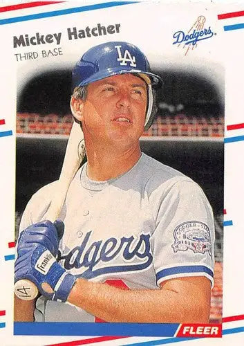 1988 Fleer Mickey Hatcher baseball card with original gloss, part of sports cards collection