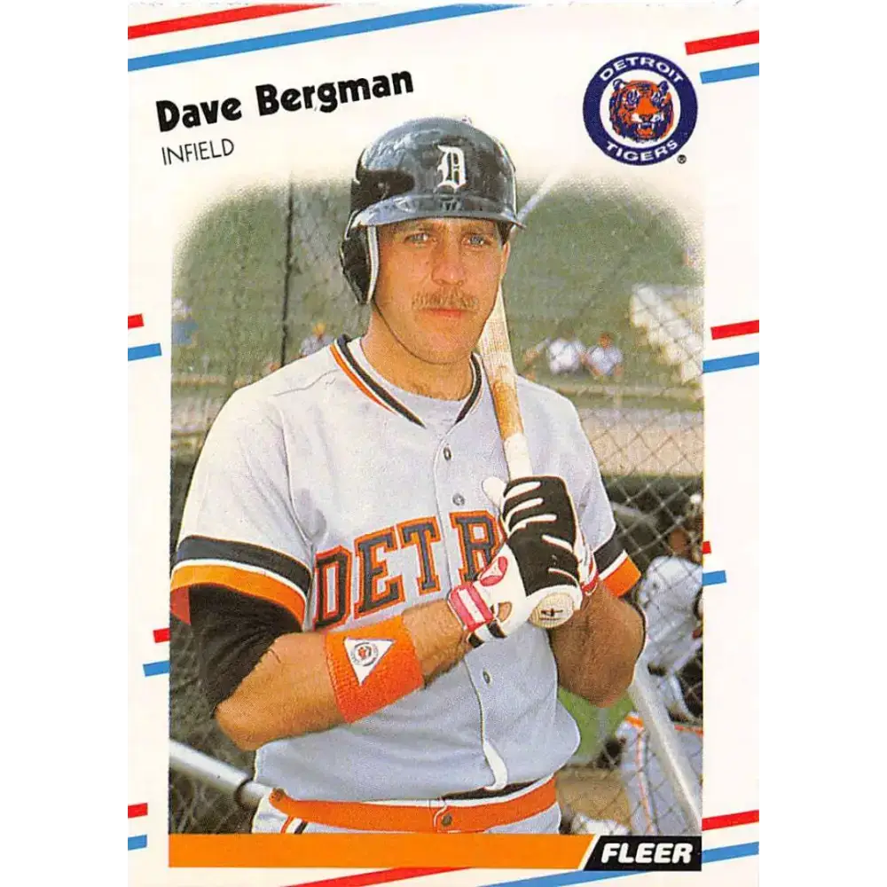 1988 Fleer #52 Dave Bergman EX Excellent Detroit Tigers Baseball Card - Baseball Card Single