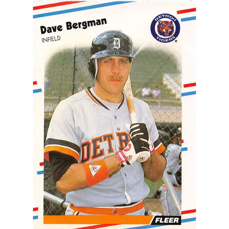 1988 Fleer #52 Dave Bergman EX Excellent Detroit Tigers Baseball Card - Baseball Card Single