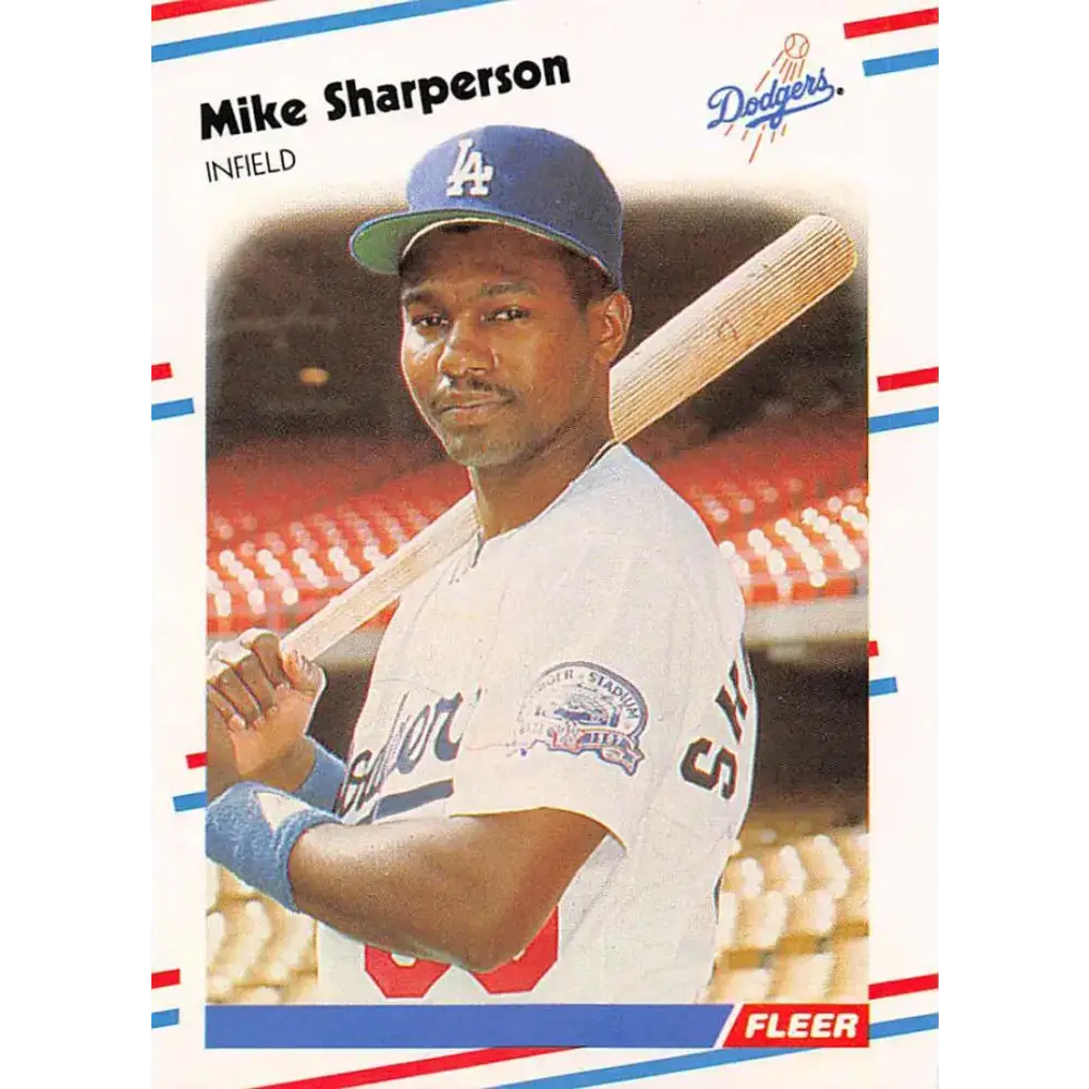 1988 Fleer #525 Mike Sharperson EX Excellent Los Angeles Dodgers Baseball Card - Baseball Card Single