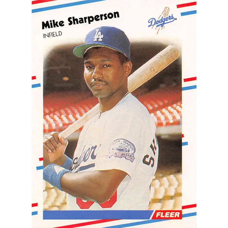 1988 Fleer #525 Mike Sharperson EX Excellent Los Angeles Dodgers Baseball Card - Baseball Card Single