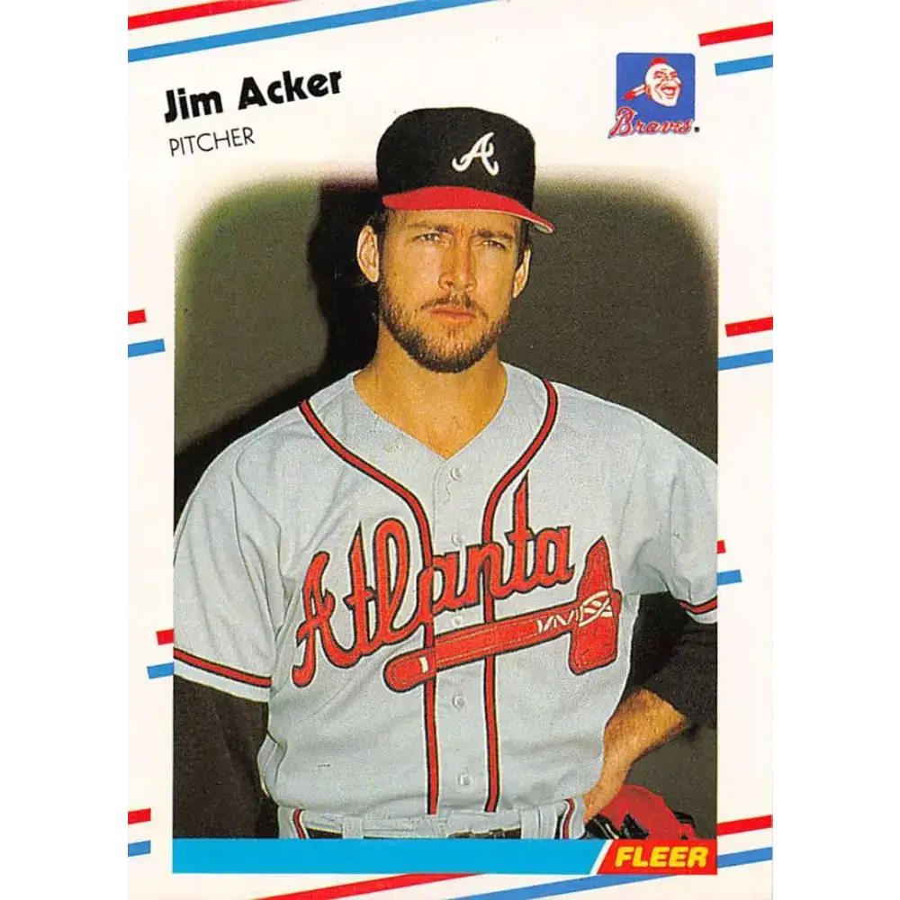 1988 Fleer #531 Jim Acker EX Excellent Atlanta Braves Baseball Card - Baseball Card Single