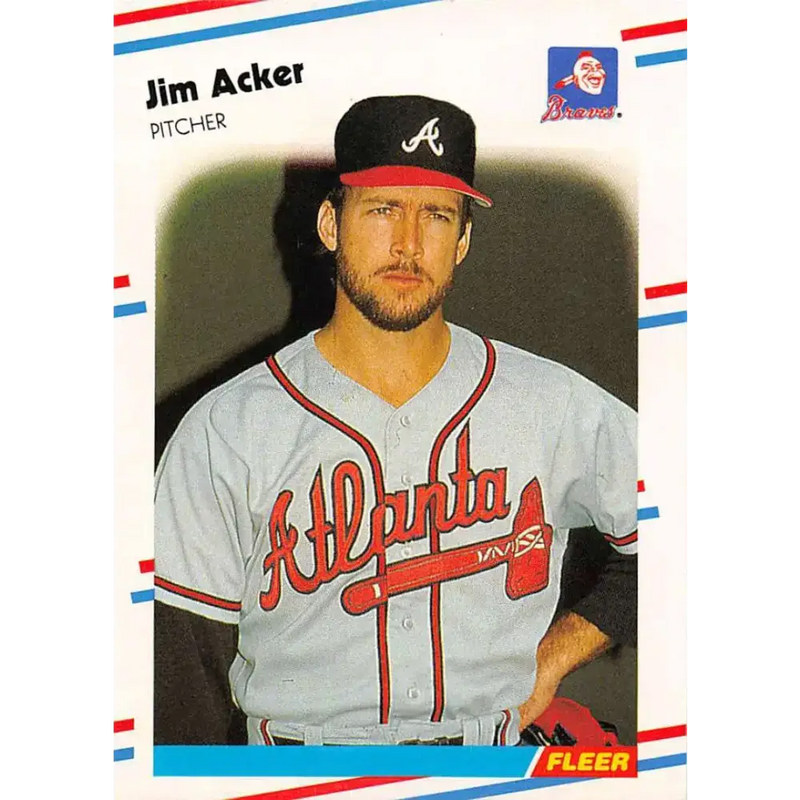 1988 Fleer #531 Jim Acker EX Excellent Atlanta Braves Baseball Card - Baseball Card Single