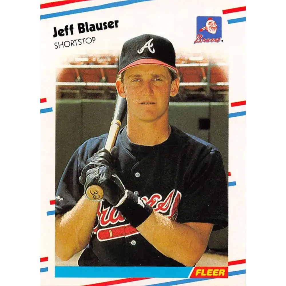 1988 Fleer #533 Jeff Blauser EX Excellent RC Rookie Atlanta Braves Baseball Card - Baseball Card Single
