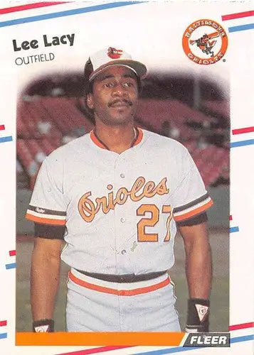 1988 Fleer Lee Lacy NM-MT Orioles baseball card with original gloss from sports cards