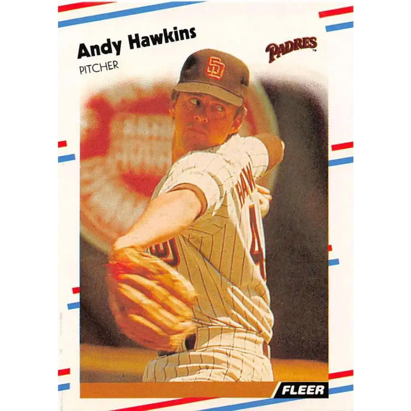 1988 Fleer #586 Andy Hawkins EX Excellent San Diego Padres Baseball Card - Baseball Card Single