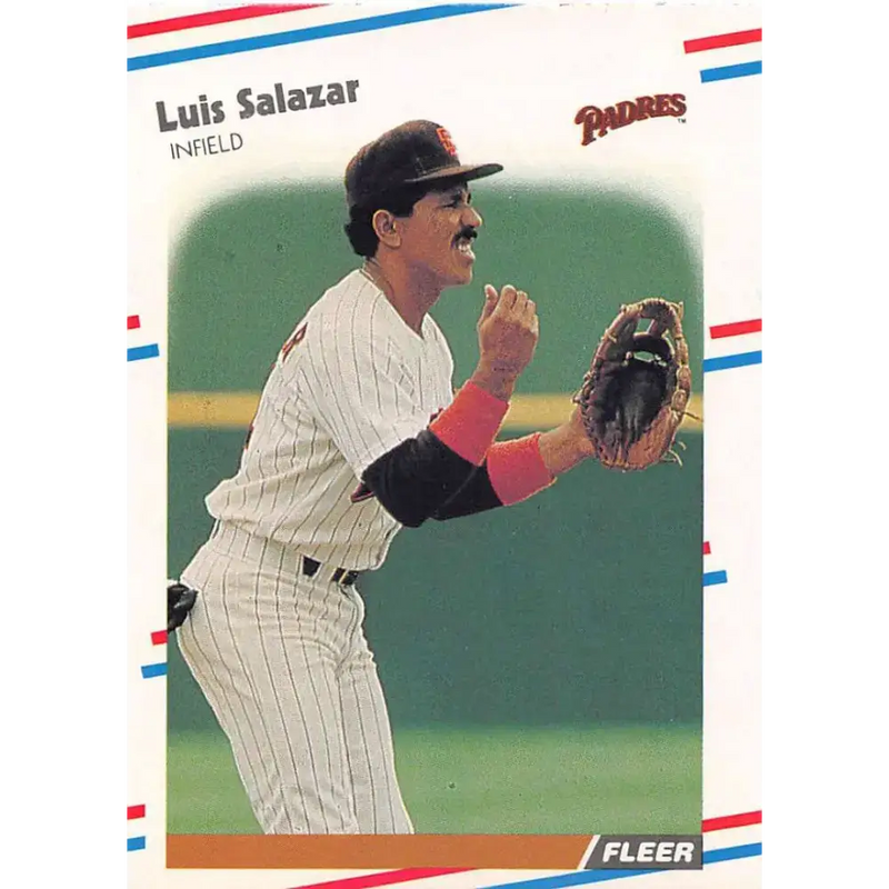 1988 Fleer #595 Luis Salazar EX Excellent San Diego Padres Baseball Card - Baseball Card Single