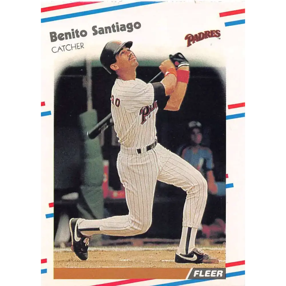 1988 Fleer #596 Benito Santiago EX Excellent San Diego Padres Baseball Card - Baseball Card Single