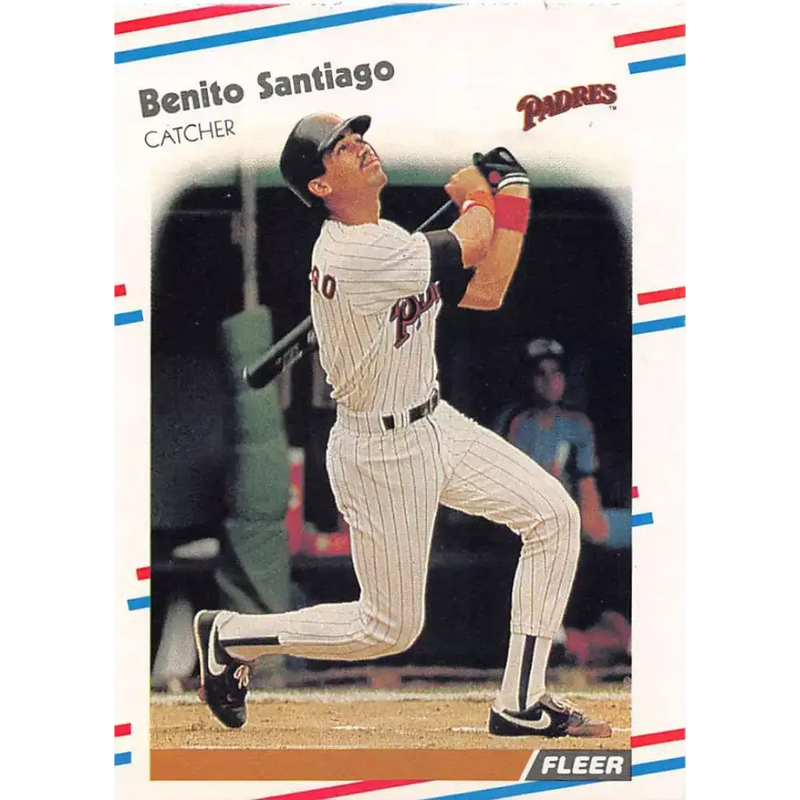 1988 Fleer #596 Benito Santiago EX Excellent San Diego Padres Baseball Card - Baseball Card Single