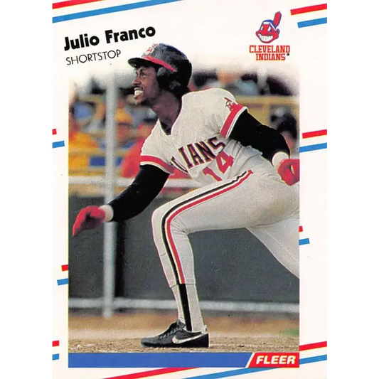1988 Fleer #609 Julio Franco EX Excellent Cleveland Indians Baseball Card - Baseball Card Single