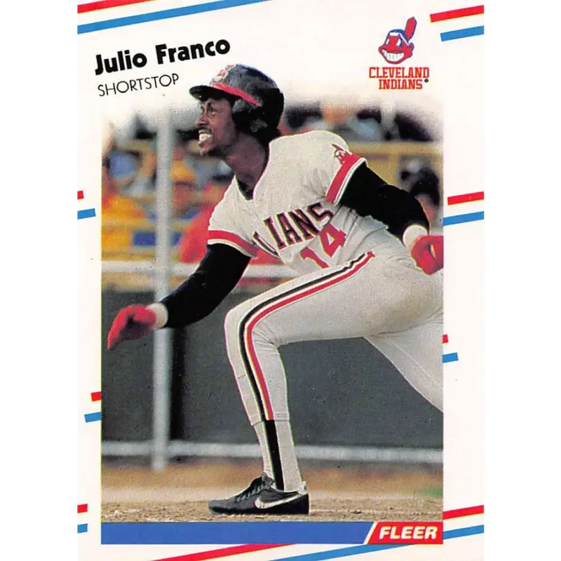 1988 Fleer #609 Julio Franco EX Excellent Cleveland Indians Baseball Card - Baseball Card Single