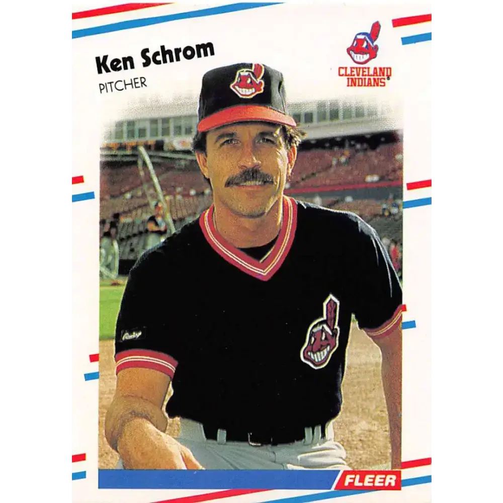 1988 Fleer #614 Ken Schrom EX Excellent Cleveland Indians Baseball Card - Baseball Card Single