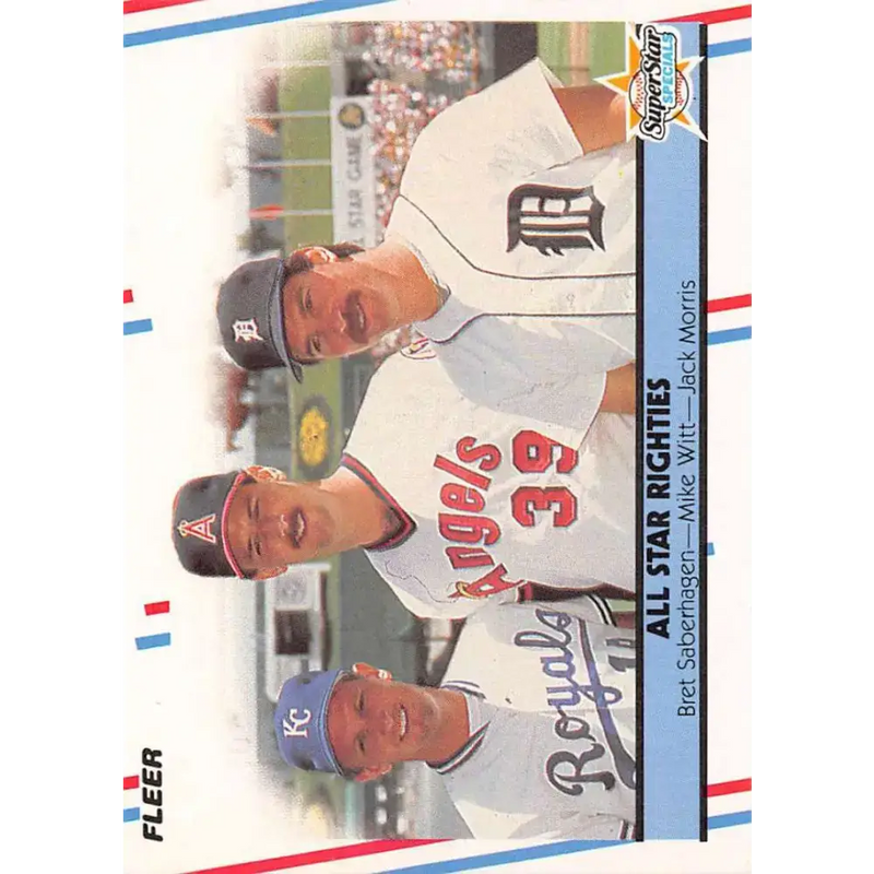 1988 Fleer #626 Brett Saberhagen/Mike Witt/Jack Morris EX Excellent Kansas City Royals/California Angels/Detroit Tigers
