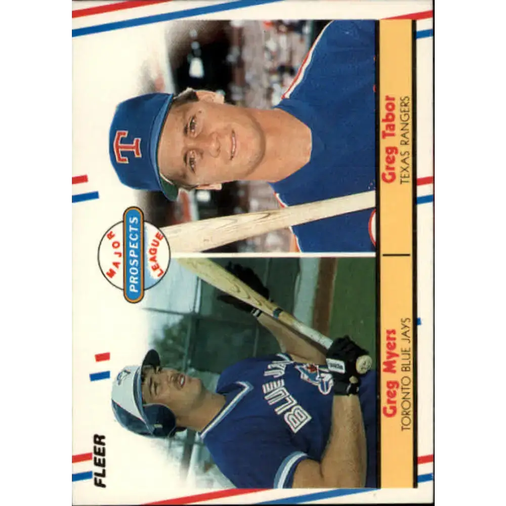 1988 Fleer #644 Greg Myers/Greg Tabor EX Excellent RC Rookie Toronto Blue Jays/Texas Rangers Baseball Card - Baseball