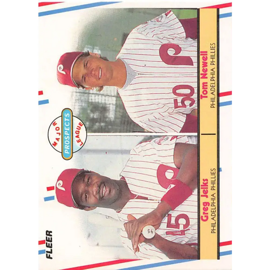 1988 Fleer #648 Greg Jelks/Tom Newell EX Excellent RC Rookie Philadelphia Phillies Baseball Card
