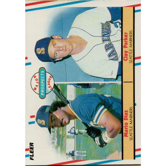 1988 Fleer #649 Mario Diaz/Clay Parker EX Excellent RC Rookie Seattle Mariners Baseball Card