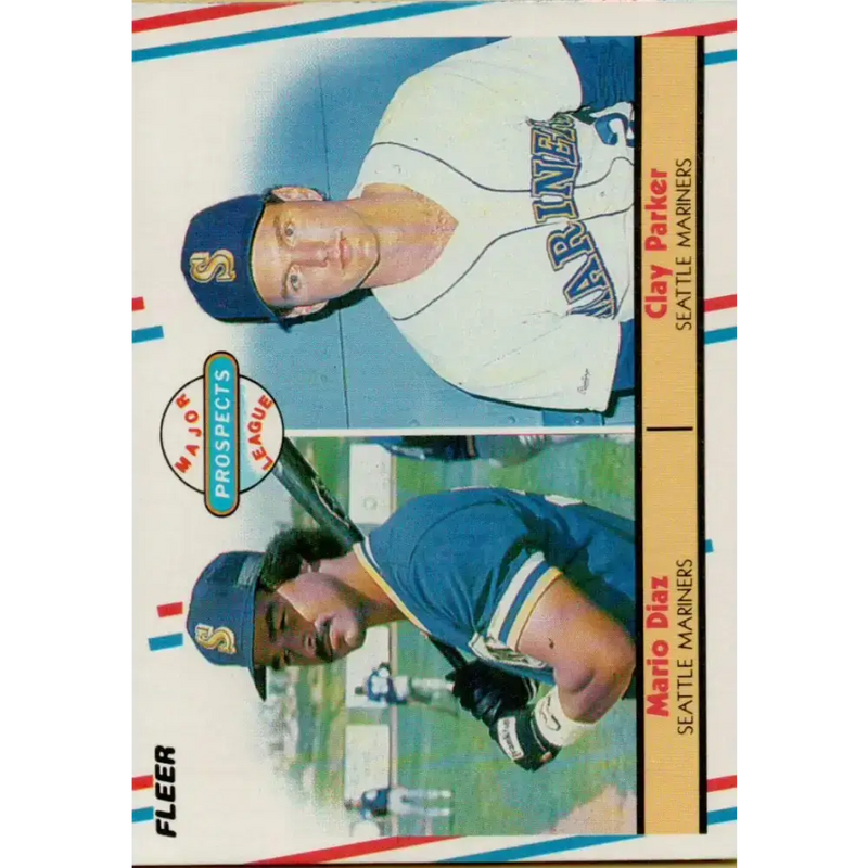 1988 Fleer #649 Mario Diaz/Clay Parker EX Excellent RC Rookie Seattle Mariners Baseball Card - Baseball Card Single