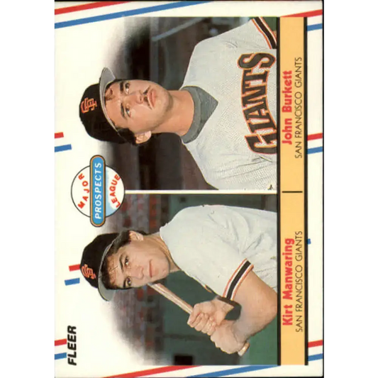 1988 Fleer #651 Kirt Manwaring/John Burkett EX Excellent RC Rookie San Francisco Giants Baseball Card - Baseball Card