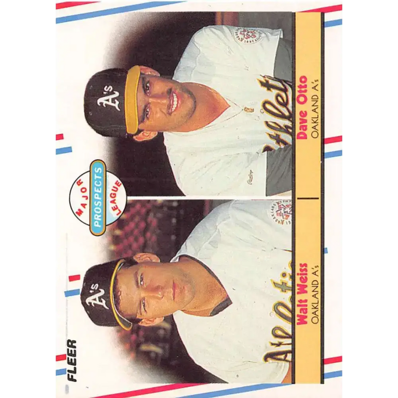 1988 Fleer #652 Walt Weiss/Dave Otto EX Excellent RC Rookie Oakland Athletics Baseball Card - Baseball Card Single
