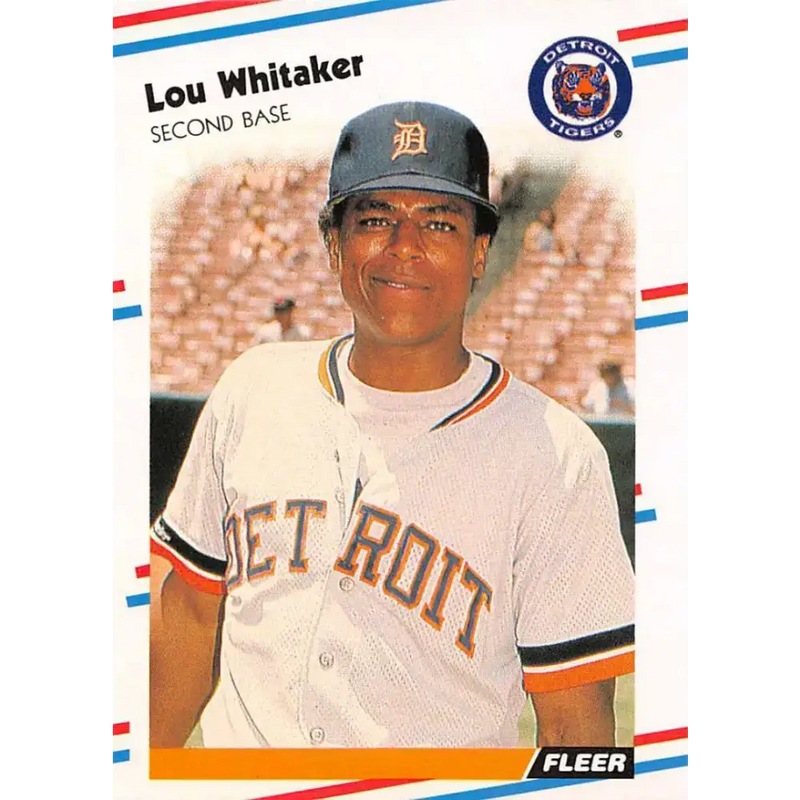 1988 Fleer #75 Lou Whitaker EX Excellent Detroit Tigers Baseball Card - Baseball Card Single