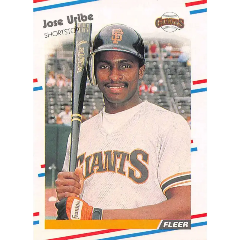 1988 Fleer #99 Jose Uribe EX Excellent San Francisco Giants Baseball Card - Baseball Card Single