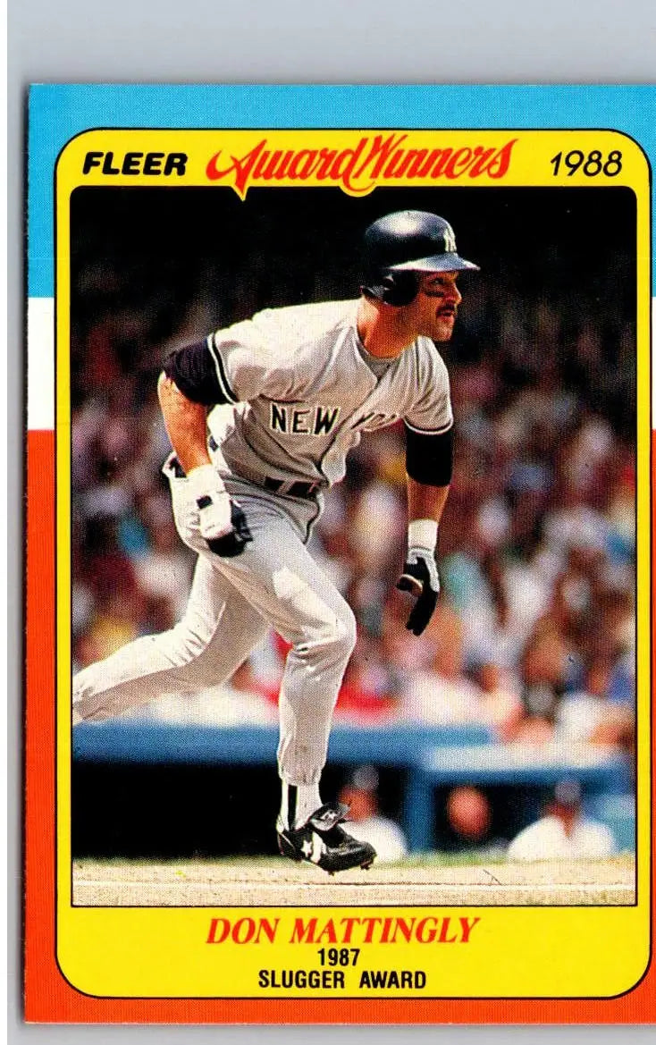 Vintage 1988 Fleer Award Winners Don Mattingly baseball card in Yankees uniform